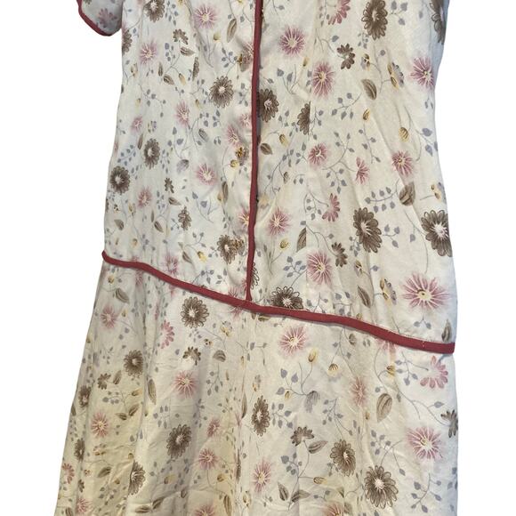 Vintage White Purple Floral Drop Waist Knee Length Kimono Silk Dress Size Medium - Picture 13 of 16